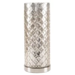LED Uplight Table Lamp With Silver Mercury Finish, Embossed Trellis Pattern And Included LED Light Bulb For Home Uplighting By Hastings Home -Adesso Shop GUEST d5ea9a7b cb24 40ff b02e a37da8c58902