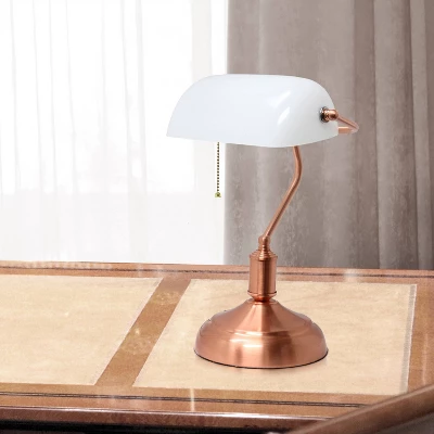 Executive Banker's Desk Lamp With Glass Shade Rose Gold - Simple Designs 4 Executive Banker's Desk Lamp With Glass Shade Rose Gold - Simple Designs - Image 2