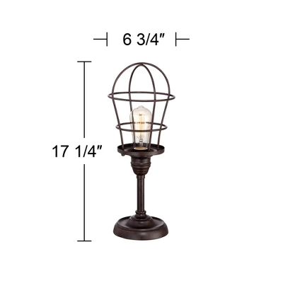 Franklin Iron Works Modern Industrial Desk Table Lamp 17 1/4" High Bronze Wire Cage Edison Bulb For Bedroom Bedside Office 7 Franklin Iron Works Modern Industrial Desk Table Lamp 17 1/4" High Bronze Wire Cage Edison Bulb For Bedroom Bedside Office - Image 5
