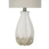 19" Textured Ceramic Accent Table Lamp With Linen Shade (Includes LED Light Bulb) White - Cresswell Lighting