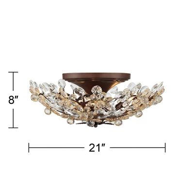 Vienna Full Spectrum Blooms Vintage Ceiling Light Semi Flush Mount Fixture 21" Wide Weathered Brown 5-Light For Bedroom Kitchen Living Room Hallway 7 Vienna Full Spectrum Blooms Vintage Ceiling Light Semi Flush Mount Fixture 21" Wide Weathered Brown 5-Light For Bedroom Kitchen Living Room Hallway - Image 5