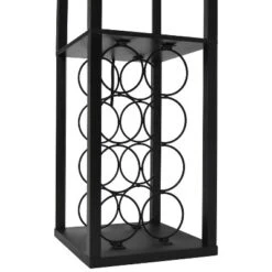 Etagere Organizer Storage Shelf Floor Lamp With Linen Shade Black - Simple Designs -Adesso Shop GUEST d8e59f59 e290 480e ae49 0ce73009a871