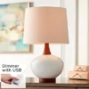 360 Lighting Modern Table Lamp With USB Charging Port 23" High Ivory Ceramic Off-White Drum Shade For Living Room Desk Bedroom House -Adesso Shop GUEST d967305b a1ea 4701 aed0 e8b97f5ebaf3