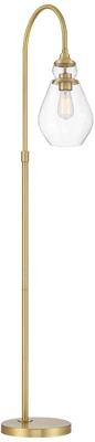 Possini Euro Design Vaile Modern 66" Tall Chairside Arc Floor Lamp Warm Gold Metal Clear Seeded Glass Shade For Living Room Reading Home 7 Possini Euro Design Vaile Modern 66" Tall Chairside Arc Floor Lamp Warm Gold Metal Clear Seeded Glass Shade For Living Room Reading Home - Image 5