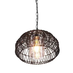 Globe Electric Novogratz X Globe Diego 1-Light Matte Black Woven Fabric Outdoor Plug-In Pendant Light -Adesso Shop GUEST da70f1da 6122 4db5 85f1 f6247ee40450