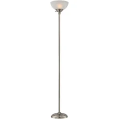 360 Lighting Modern Torchiere Floor Lamp With USB Charging Port 71” Tall Satin Nickel Alabaster Glass Shade Living Room Reading -Adesso Shop GUEST da84fb05 211e 4261 aeca c9156a2c3d79