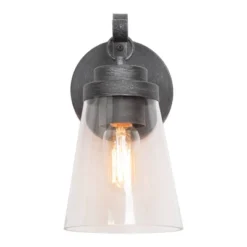 10" Metal/Glass Outdoor Wall Lamp Black/Silver - LNC -Adesso Shop GUEST da8738e4 3815 47a5 bcfd 44870585fc00