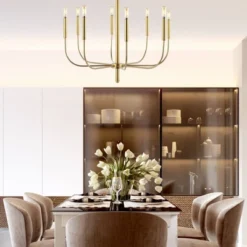 27.25" 8-Light Amoros Modern Mid-Century Iron LED Chandelier Gold Painting - JONATHAN Y -Adesso Shop GUEST dabba921 309d 4c10 8a4a 7d65df50d7b7