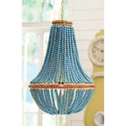 Wood Beaded Chandelier Blue -Storied Home -Adesso Shop GUEST daca5657 0fe8 44cf 8d0d 11ffcff8d94b