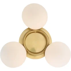 Possini Euro Design Modern Ceiling Light Flush Mount Fixture Brass 18" Wide 3-Light Frosted White Glass Globes Bedroom Living Room -Adesso Shop GUEST dbfdc26c 9042 453c 899a 728958d8e6b8