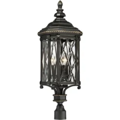 Minka Lavery Vintage Outdoor Post Light Fixture Black 32 1/2" Clear Beveled Glass For Post Exterior Barn Deck House Porch Patio