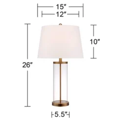 360 Lighting Coastal Table Lamp 26" High Glass Cylinder Gold Fillable White Drum Shade For Living Room Family Bedroom Bedside Nightstand -Adesso Shop GUEST dd2c6f0b 2ba9 4de2 b1d4 83514a33bc37
