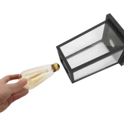 13" Metal/Glass Square Cage Modern Outdoor Pendant Light Black - LNC -Adesso Shop GUEST ddb0e808 c8f9 4eff a686 00a6d960b571