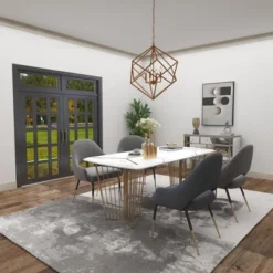 Modern Metal Chandelier With Link Style Chain Gold - Olivia & May -Adesso Shop GUEST df849e25 42e7 4e2c bf4a 475c14661d51