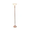 1-Light Classic Torchiere Floor Lamp With Marbleized Glass Shade Rose Gold - Lalia Home