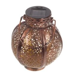 Set Of 2 Solar Outdoor Lights - Hanging Or Tabletop Rechargeable LED Lantern Set With 2 Shepherd Hooks For Outdoor Decor By Pure Garden (Bronze) -Adesso Shop GUEST e24d0759 eba4 4f74 933e daba878263a3