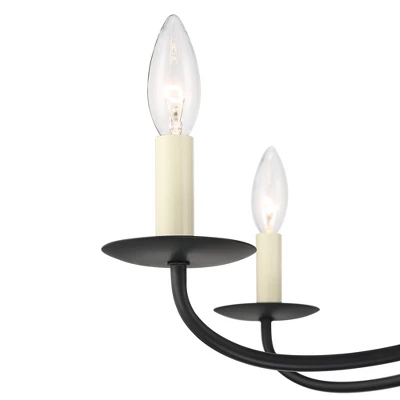 Franklin Iron Works Black Chandelier 42" Wide Farmhouse Rustic Bent Arms 8-Light Fixture For Dining Room Living House Foyer Kitchen Island Entryway 4 Franklin Iron Works Black Chandelier 42" Wide Farmhouse Rustic Bent Arms 8-Light Fixture For Dining Room Living House Foyer Kitchen Island Entryway - Image 2