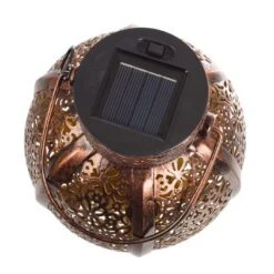 Set Of 2 Solar Outdoor Lights - Hanging Or Tabletop Rechargeable LED Lantern Set With 2 Shepherd Hooks For Outdoor Decor By Pure Garden (Bronze) -Adesso Shop GUEST e292727d c14a 4a4c 8067 8843689ca5a6