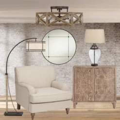 Possini Euro Design Moorcroft Modern Farmhouse Ceiling Light Semi Flush Mount Fixture 14 1/2" Wide Dark Wood Bronze 6-Light Hexagon Frame For Bedroom -Adesso Shop GUEST e365a827 dd64 4f45 abf0 cc9e7e1dfb53