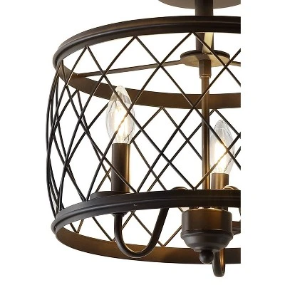 15" Eleanor Metal LED Semi Flush Mount Ceiling Light Black (Includes Energy Efficient Light Bulb) - JONATHAN Y 4 15" Eleanor Metal LED Semi Flush Mount Ceiling Light Black (Includes Energy Efficient Light Bulb) - JONATHAN Y - Image 2