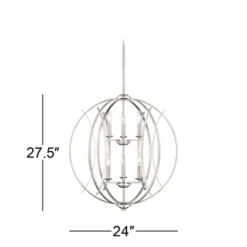 Possini Euro Design Spherical Brushed Nickel Large Chandelier 24" Wide Modern 6-Light Fixture For Dining Room House Foyer Kitchen Island Entryway Home -Adesso Shop GUEST e62c04c4 c29c 4795 9fb8 3a7406cfd339