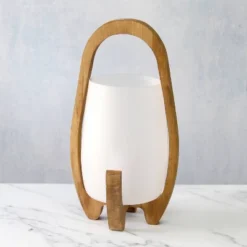 15" Organic Contemporary Natural Wood Accented Table Desk Lamp With Translucent Glass Shade - Lalia Home -Adesso Shop GUEST e71b1cda 52bd 4c08 9baa 365eb3daa547