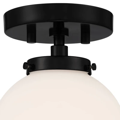 Possini Euro Design Jilly Modern Ceiling Light Semi Flush Mount Fixture 6 3/4" Wide Black White Glass Globe Shade For Bedroom Kitchen Living Room Home 4 Possini Euro Design Jilly Modern Ceiling Light Semi Flush Mount Fixture 6 3/4" Wide Black White Glass Globe Shade For Bedroom Kitchen Living Room Home - Image 2