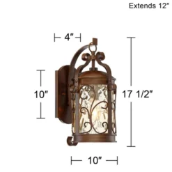 John Timberland Conway Vintage Rustic Outdoor Wall Light Fixture Oil Rubbed Bronze Scroll 17 1/2" Amber Hammered Glass For Post Exterior Barn Deck -Adesso Shop GUEST e7f76c44 6eb2 4989 a42f 1b4623d290bb