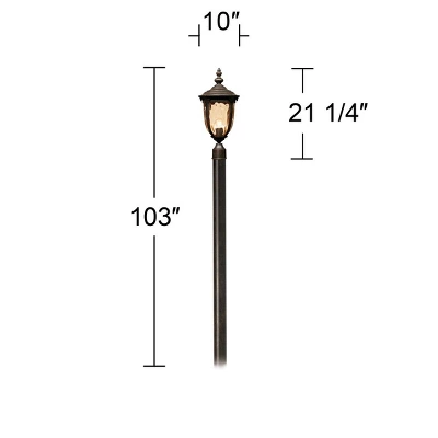 John Timberland Bellagio Rustic Outdoor Post Light Veranda Bronze With Pole 103" Champagne Glass For Exterior Barn Deck House Porch Yard Patio Outside 4 John Timberland Bellagio Rustic Outdoor Post Light Veranda Bronze With Pole 103" Champagne Glass For Exterior Barn Deck House Porch Yard Patio Outside - Image 2