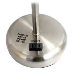 19.5" Bedside Power Outlet Base Metal Table Desk Lamp Brushed Steel With Fabric Shade Pink - Creekwood Home -Adesso Shop GUEST e8f1469a 389e 4710 80a9 5cfd9151cc87 2