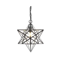 12" Stella Moravian Star Metal/Clear Glass LED Pendant - Jonathan Y