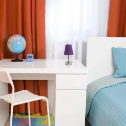 10.5" Petite Metal Stick Bedside Table Desk Lamp In Sand Nickel With Fabric Shade Purple - Creekwood Home -Adesso Shop GUEST e99d63c0 76f3 4db3 9108 f039fd8f980f