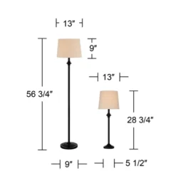 360 Lighting Carter Rustic Farmhouse 3 Piece Table Floor Lamp Set Black Metal Cream Fabric Tapered Drum Shade For Living Room Bedroom Office House -Adesso Shop GUEST ea64458b eebd 44cd 9c84 08eefce47664