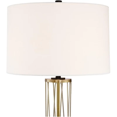 360 Lighting Nathan Modern Table Lamps Set Of 2 With Square Risers 27" Tall Gold Metal USB Charging Ports Off White Drum Shade For Living Room Desk 3 360 Lighting Nathan Modern Table Lamps Set Of 2 With Square Risers 27" Tall Gold Metal USB Charging Ports Off White Drum Shade For Living Room Desk