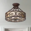 John Timberland Natural Mica Rustic Ceiling Light Semi Flush Mount Fixture 15" Wide Deep Walnut Scroll 3-Light Drum Shade For Bedroom Living Room Home -Adesso Shop GUEST eaf298ec 0c7a 4bab 8b15 5edb6b39e5a8