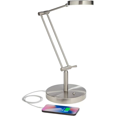 360 Lighting Xenos Modern Desk Lamp 20" High Satin Nickel With USB Charging Port LED Adjustable Arm White Head For Bedroom Living Room Bedside Reading 4 360 Lighting Xenos Modern Desk Lamp 20" High Satin Nickel With USB Charging Port LED Adjustable Arm White Head For Bedroom Living Room Bedside Reading - Image 2