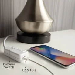 360 Lighting Modern Table Lamp With USB Charging Port 23" High Ivory Ceramic Off-White Drum Shade For Living Room Desk Bedroom House -Adesso Shop GUEST ebc0f417 de2e 4349 b9ed c3ead5843cdf 3