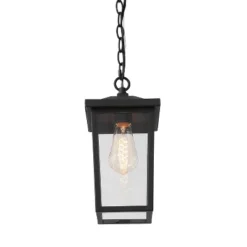 13" Metal/Glass Square Cage Modern Outdoor Pendant Light Black - LNC -Adesso Shop GUEST ecc4c6da 385b 4b5d 81ac db352bc5193f