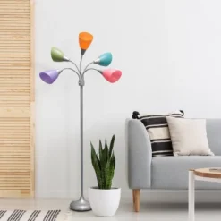 67" Contemporary Multi 5-Head Adjustable Gooseneck Floor Lamp With Shades - Simple Designs 18 67" Contemporary Multi 5-Head Adjustable Gooseneck Floor Lamp With Shades - Simple Designs -Adesso Shop GUEST ed69bd96 8599 4ccf 9a4c 6e0401bbd4cf