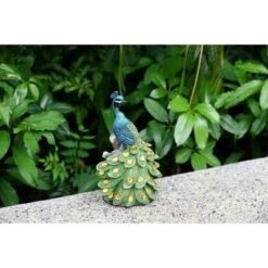 Techko Maid Peacock Calm Solar Outdoor Garden Statue Decor With Spotlight -Adesso Shop GUEST edbacca8 d956 488c ade9 f38351cdf57e