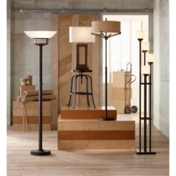 Possini Euro Design Light Blaster Modern Torchiere Floor Lamp 72 1/2" Tall Warm Bronze LED White Frosted Glass Bowl Shade For Living Room Bedroom Home -Adesso Shop GUEST ee0b8572 bc24 4cd3 8832 dc2dd329705b