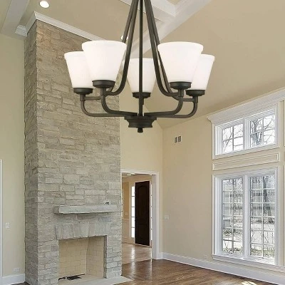 Mayview 5 Light Chandelier Bronze/White - EGLO 4 Mayview 5 Light Chandelier Bronze/White - EGLO - Image 2