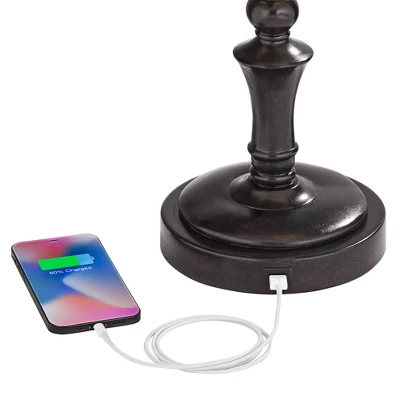 Regency Hill Traditional Desk Table Lamp Swing Arm With Hotel Style USB Charging Port 21.75" High Bronze Metal Faux Leather Bell Shade For Bedroom 5 Regency Hill Traditional Desk Table Lamp Swing Arm With Hotel Style USB Charging Port 21.75" High Bronze Metal Faux Leather Bell Shade For Bedroom - Image 3
