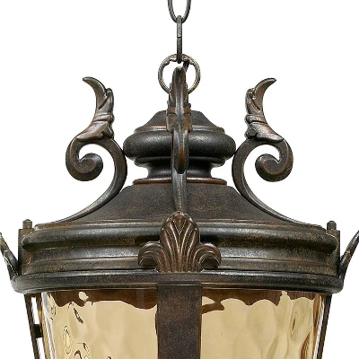 John Timberland Casa Marseille Rustic Vintage Flush Mount Outdoor Hanging Light Bronze Scroll 23 3/4" Champagne Hammered Glass For Post Exterior Barn 4 John Timberland Casa Marseille Rustic Vintage Flush Mount Outdoor Hanging Light Bronze Scroll 23 3/4" Champagne Hammered Glass For Post Exterior Barn - Image 2
