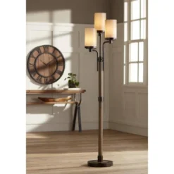 Franklin Iron Works Astoria Rustic Farmhouse Floor Lamp 71" Tall Bronze Faux Wood 3 Light Tree Tea Alabaster Glass For Living Room Bedroom Office Home -Adesso Shop GUEST eefa9d4f 238d 462b a2e1 59b856cff988