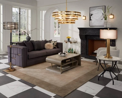 Possini Euro Design Halifax Modern Industrial Floor Lamp 64 1/2" Tall Matte Black Warm Gold Metal Double Drum Shade For Living Room Bedroom Office 9 Possini Euro Design Halifax Modern Industrial Floor Lamp 64 1/2" Tall Matte Black Warm Gold Metal Double Drum Shade For Living Room Bedroom Office - Image 7