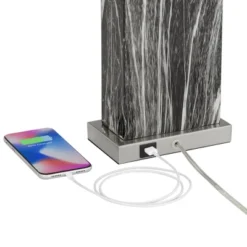 360 Lighting Connie Modern Table Lamps Set Of 2 25" High Black Faux Marble With USB Charging Ports White Rectangular Shade For Living Room House Desk -Adesso Shop GUEST f2109386 d3b3 46c3 91ac 031ddcc0ab21