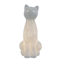 Porcelain Kitty Cat Shaped Animal Light Table Lamp White - Simple Designs
