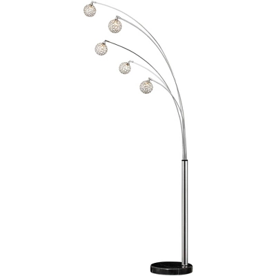 Possini Euro Design Allegra Mid Century Modern Arc Floor Lamp 88" Tall Chrome 5 Light Crystal Ball Shades For Living Room Reading Bedroom Office House 7 Possini Euro Design Allegra Mid Century Modern Arc Floor Lamp 88" Tall Chrome 5 Light Crystal Ball Shades For Living Room Reading Bedroom Office House - Image 5