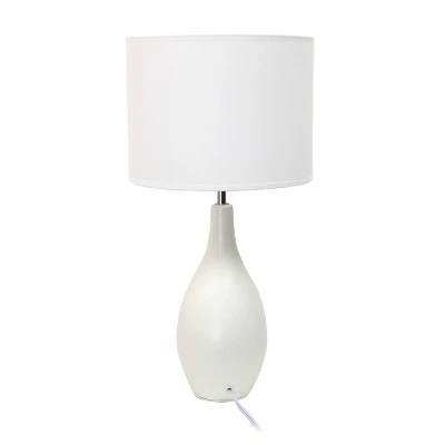 18.11" Traditional Standard Ceramic Dewdrop Table Desk Lamp With Matching Fabric Shade Off-White - Creekwood Home 6 18.11" Traditional Standard Ceramic Dewdrop Table Desk Lamp With Matching Fabric Shade Off-White - Creekwood Home - Image 4